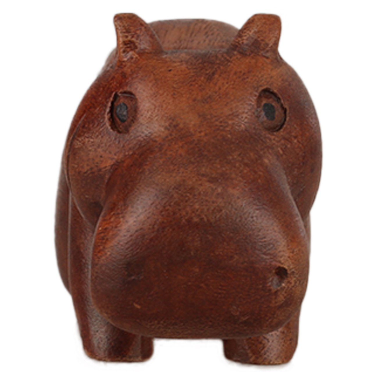 ART-CRAFT Holz-Nilpferd Schnitzerei aus Suar Holz 7cm