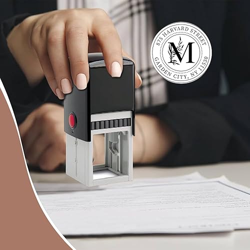 Miniatura 9 de Sello de dirección con monograma autoentintado personalizado, personalizado con más de 10 diseños (ronda 6)