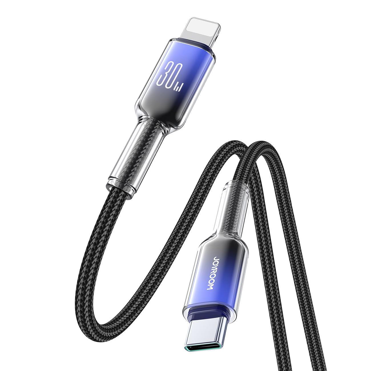 Joyroom S-A42 Crystal-Clear Series 30W Type-C to Lightning Fast Charging Data Cable, 1.2 m Length, Black