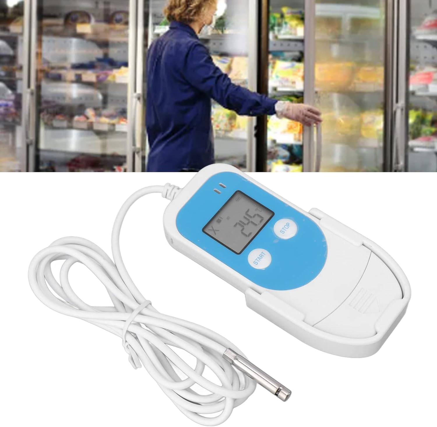 Pilipane Digital Temperature Humidity Data Logger High Accuracy Reusable USB PDF CSV Refrigerator Thermometer Recorder for Cold Chain Logistics Storage ABS 105x48mm