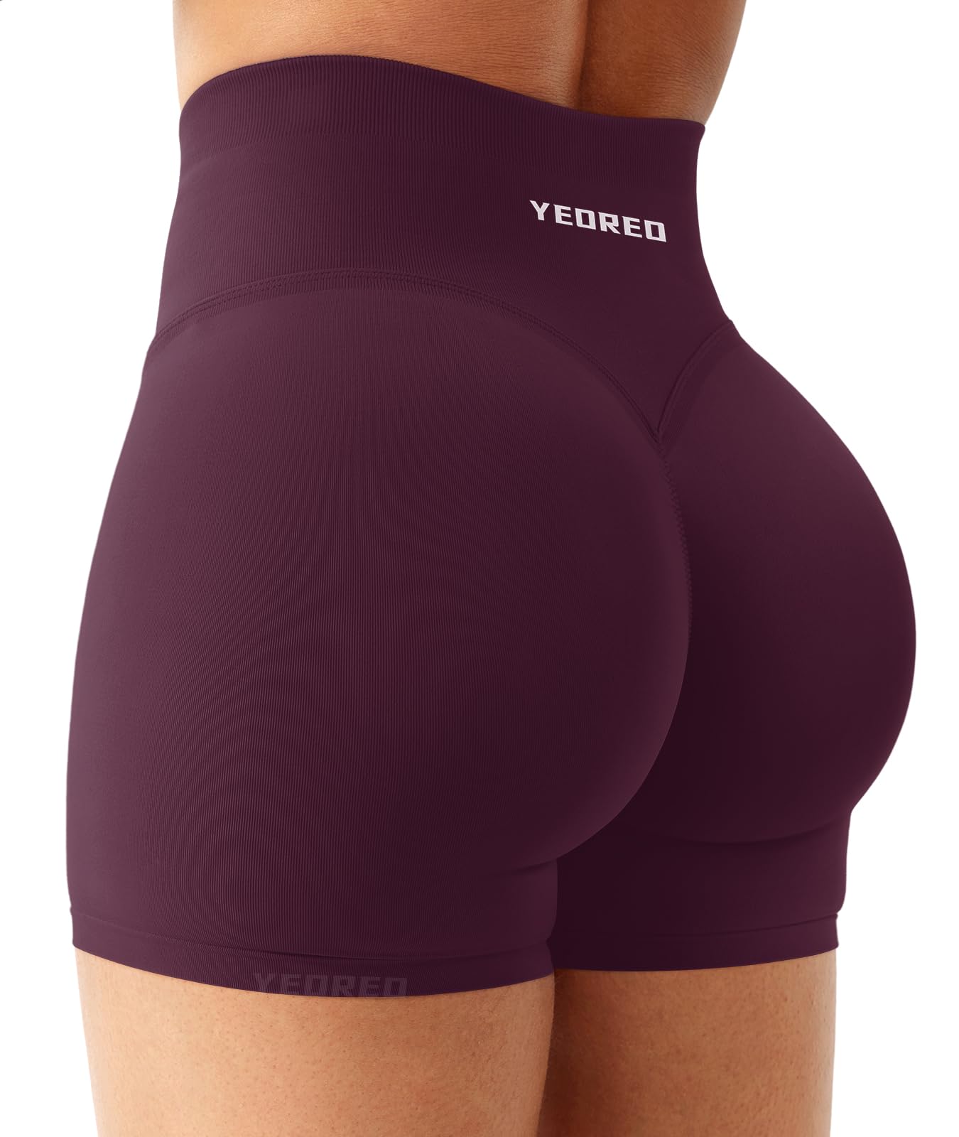 YEOREO Workout Shorts Womens Butt Lifting 4.5" Seamless Hidden Scrunch High Waist Gym Tummy Control Christiy Biker Shorts