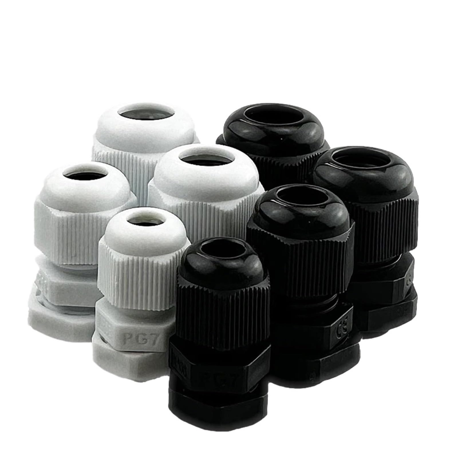 Xinglongs Black Pg9 Waterproof Cable Glands 100Pcs Pg7 Pg9 Pg11 Pg13.5 Waterproof Cable Gland Nylon White Black Gland Nylon Joints With Gasket(Black Pg9)