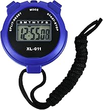 Digital Sports Stopwatch Timer Stopwatch Large Display Interval Training Timer Outdoor Split Stop Watch Lap Timer Digital Calendar Alarm Clock Referee Watch for Training Swimming Running(Blue)