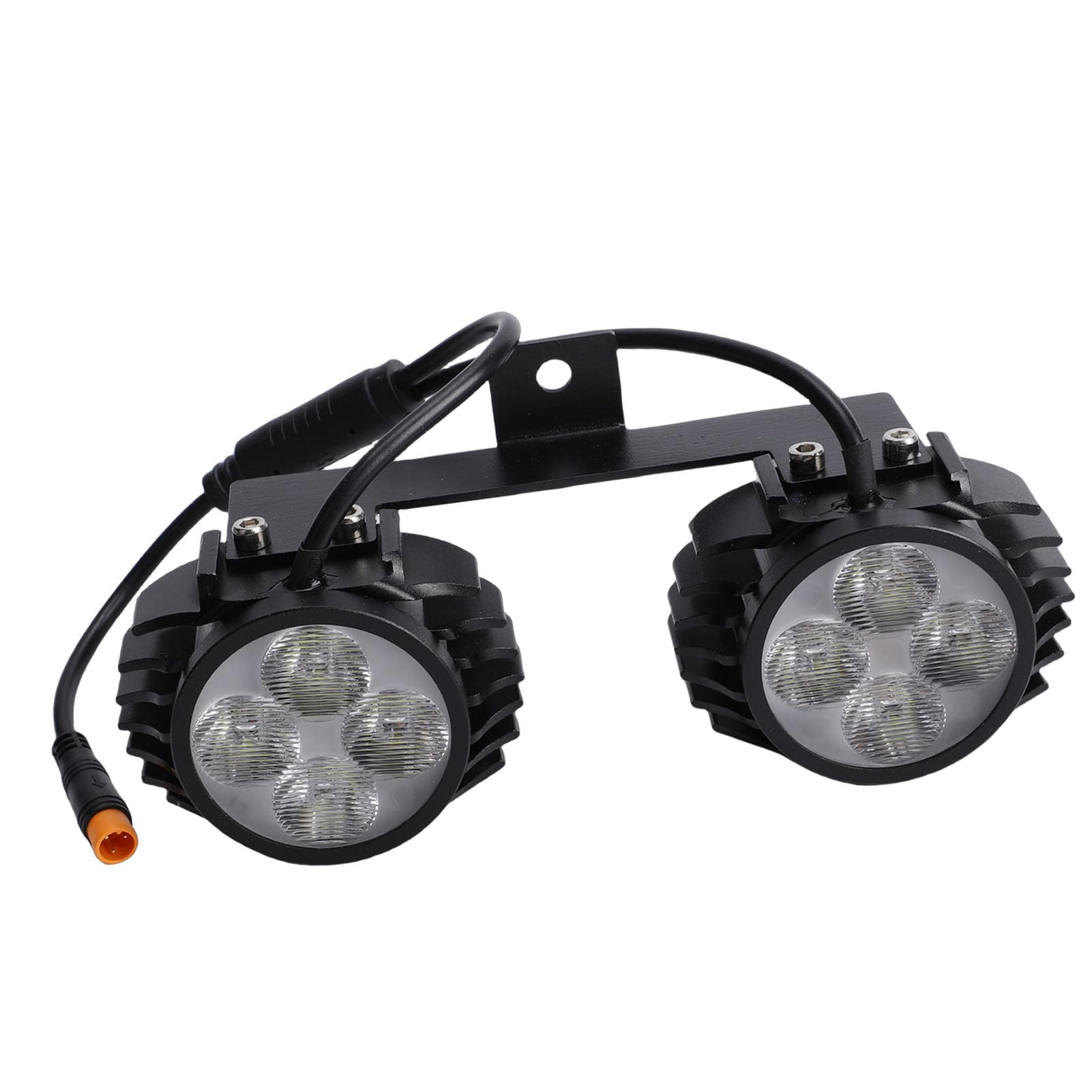 Tbest Luz Delantera de Doble Cabezal para Patinete Eléctrico, Lámpara LED Superbrillante de Aleación de Aluminio para Manillar, para Bicicletas, Motocicletas, Vehículos Compartidos