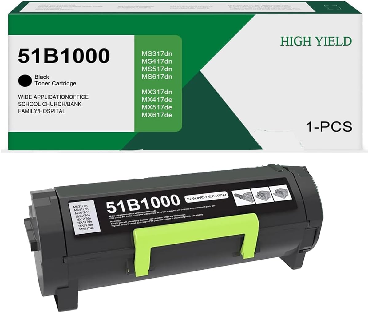 51B1000 Toner Cartridge Compatible for Lexmark 51B1000 MS317 MS317DN MS417 MS417DN MS517 MS517DN MS617 MS617DN MX317 MX317DN MX417 MX417DN MX517 MX517DE