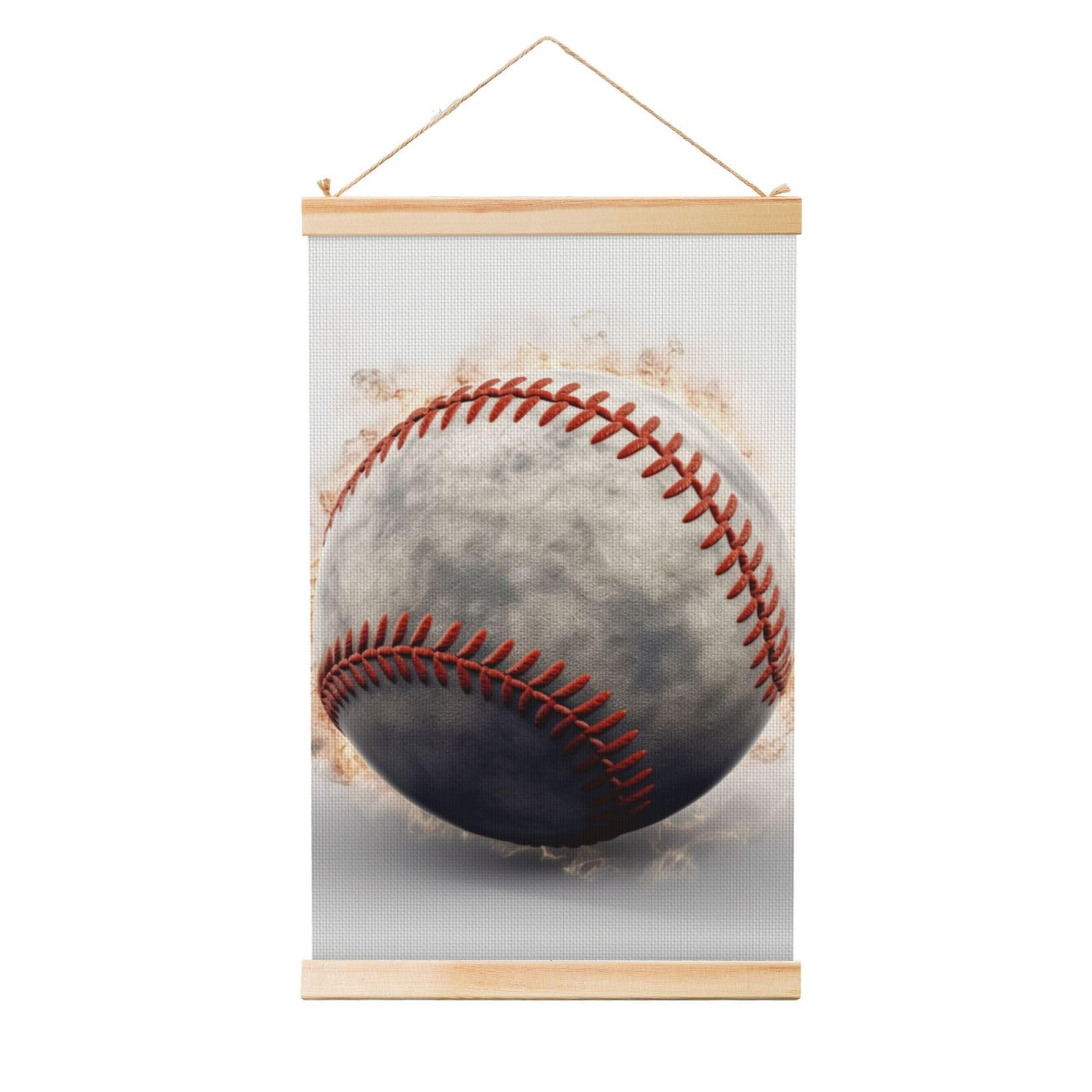 baseball Poster Wooden Shaft Hanging Poster Wall Hanging Banner Canvas Artwork with Wood Frames 12"x18" Modern Artwork Decor Ready to Hang Wall Art for Home Decor Scroll Painting