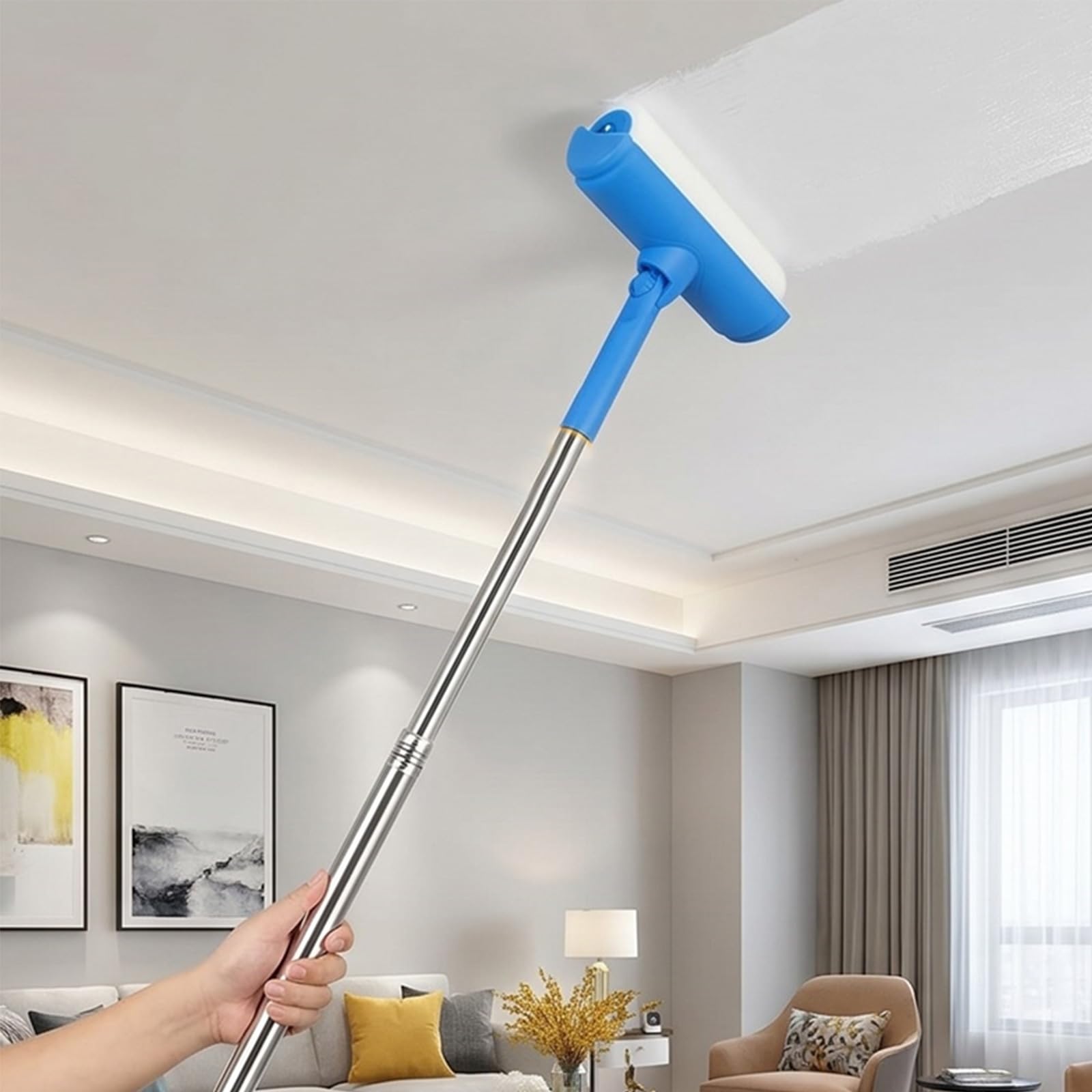 Rouleau de peinture de plafond avec couvercle anti-éclaboussures et poignée réglable - 25,4 cm - Kit anti-goutte