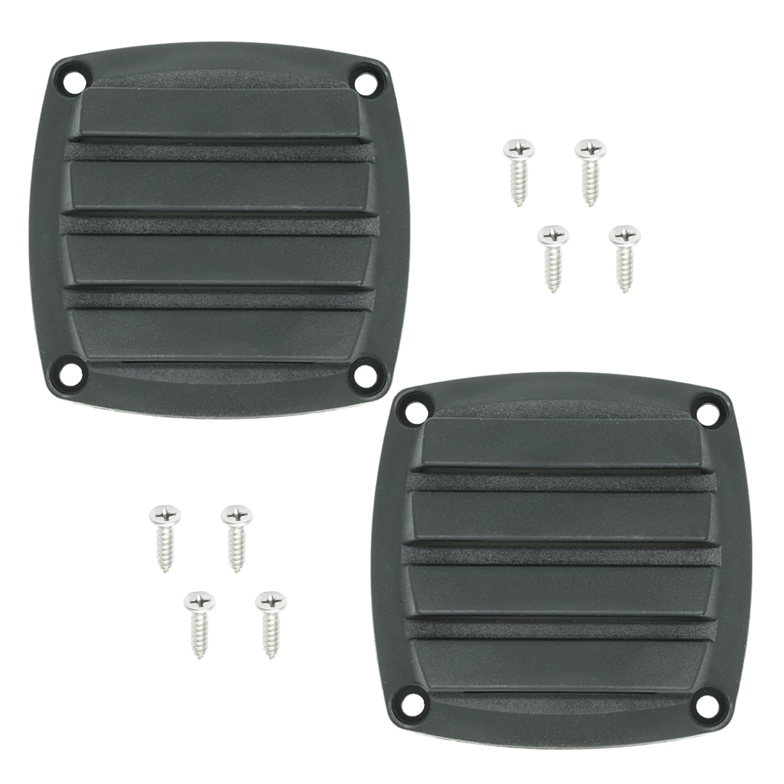 LEQMG Nylon Louvered Thru Vent,Plastic Black Flush Marine Boat Vent,Free Stainless Steel Screws(2 Pcs)