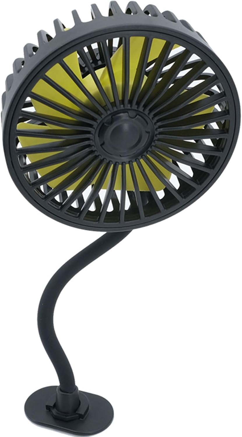 Electric Car Fans for Rear Seat Passenger Portable Car Seat Fan Headrest 360 Degree Rotatable Backseat Car Fan 12V Cooling Air Fan with Stepless Speed Regulation for SUV, RV, Vehicles (Black)