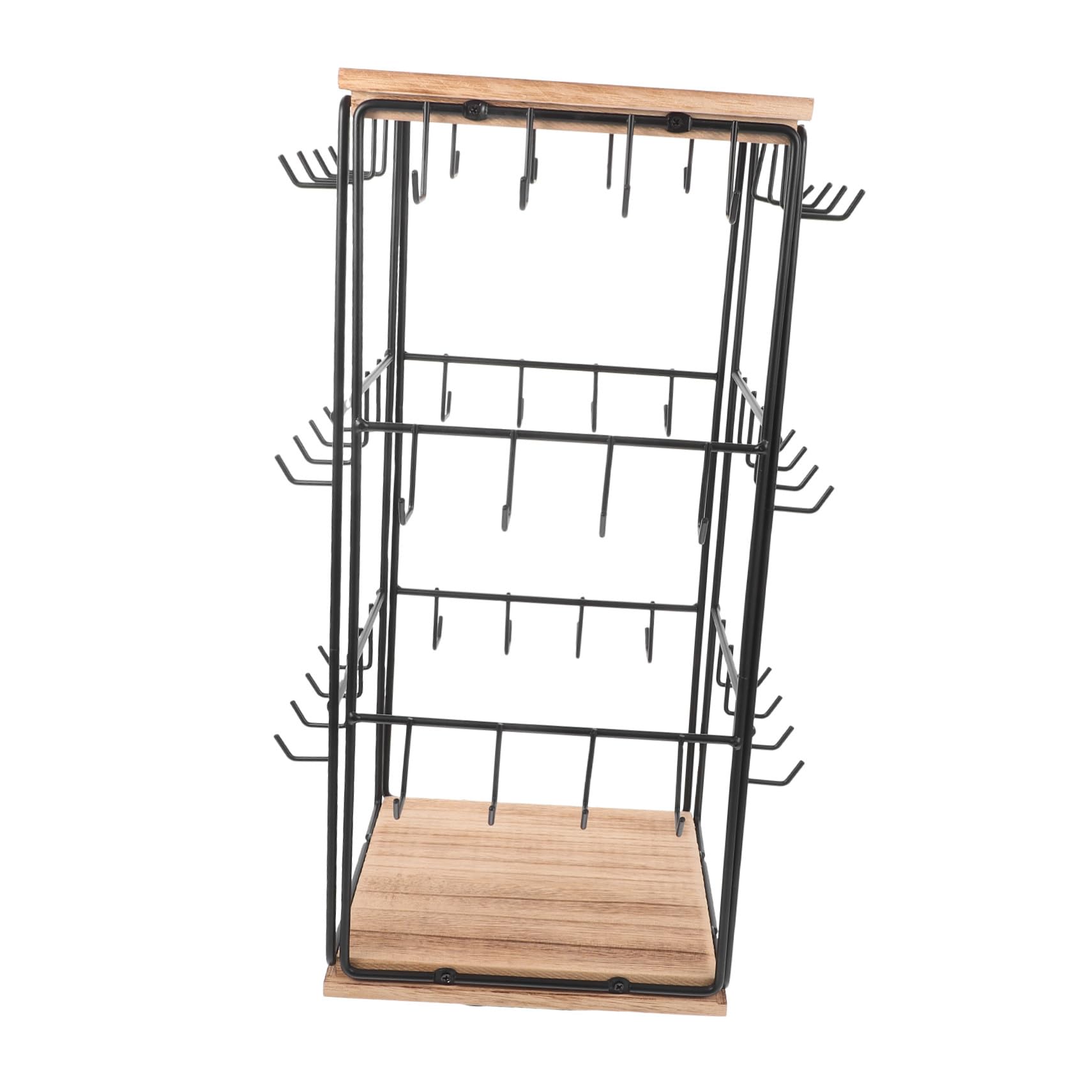 Levemolo Espositore Rotante in Legno per Orecchini e Gioielli Ganci | 1 Pezzo, Marrone, Ferro e Legno, per Anelli e Accessori su Vanity e Countertop
