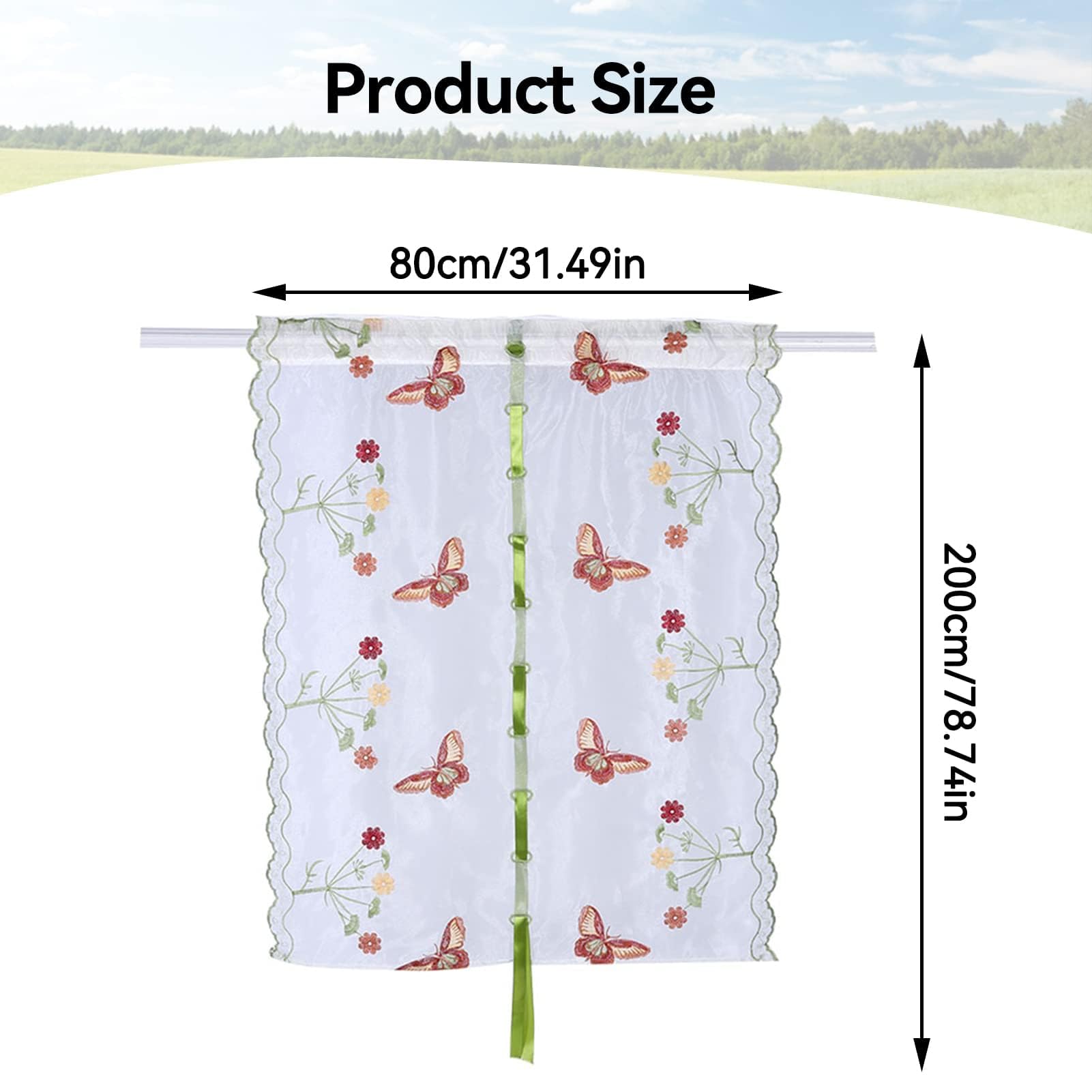 HERCHR Window Curtain Kitchen Bathroom Curtains Window White Sheer Blackout Curtains for Bedroom Living Room,Polyester Valances Voile (80 * 200CM) - Image 4
