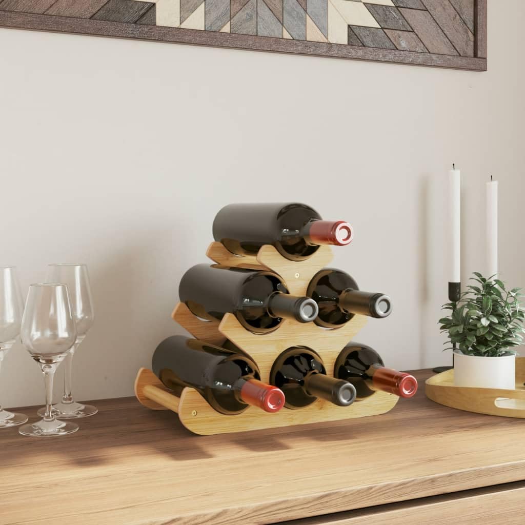 Étagère à vin en bambou haut de gamme - Finition imperméable pour rangement 6 bouteilles