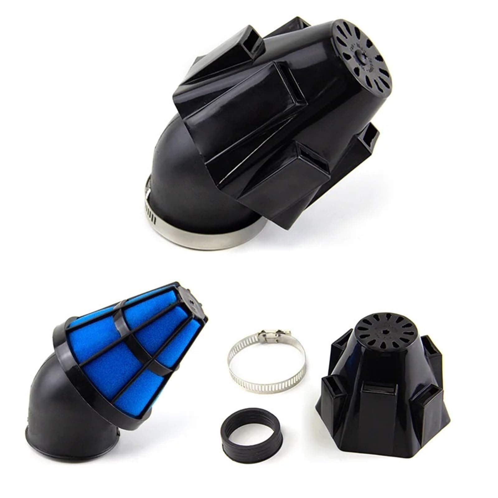 Filtro de aire para moto Filtro de aire espuma para motocicleta con carcasa impermeable, filtro limpiador esponja, accesorio para Scooter Pit Bike ATV(38MM-Bent)