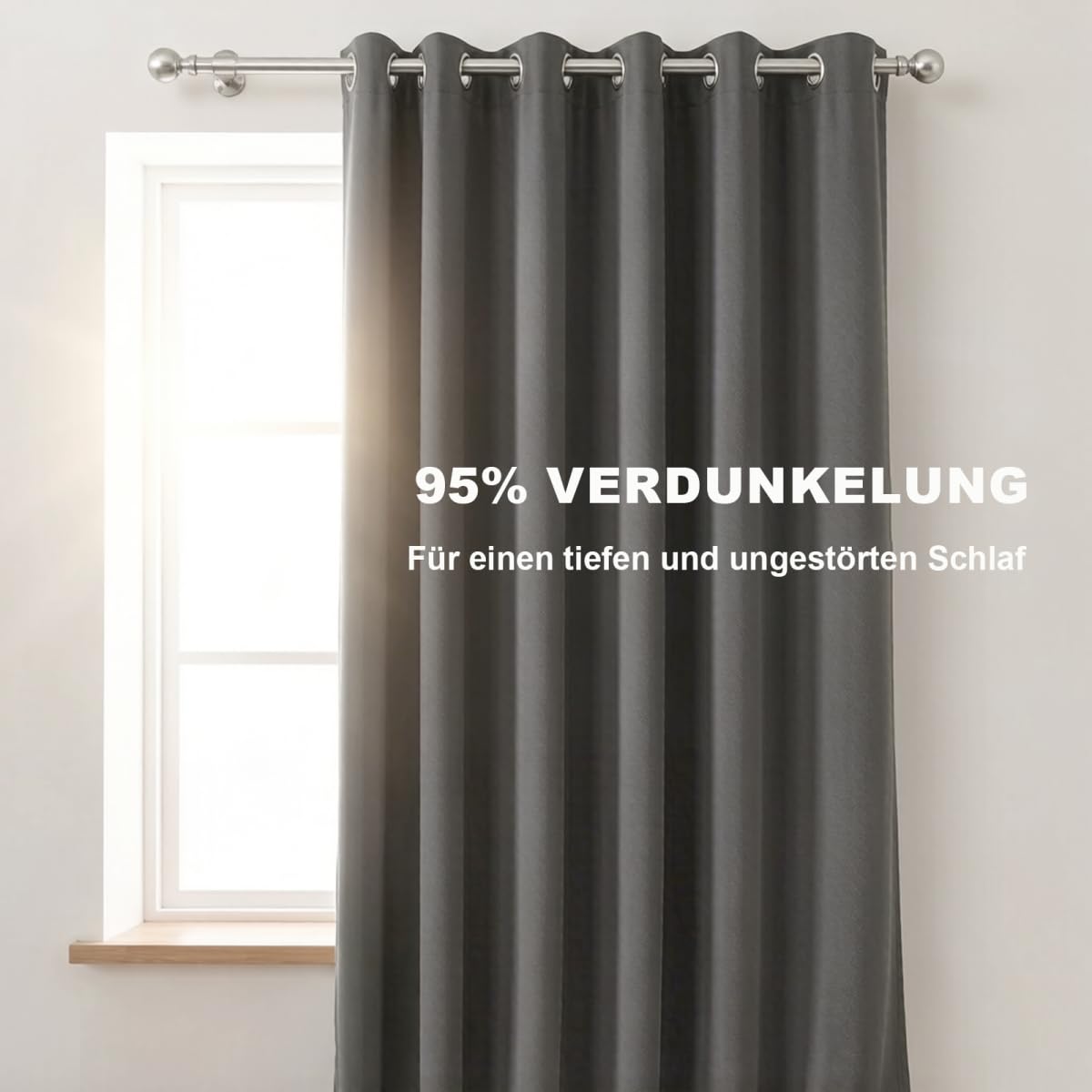 Verdunkelungsvorhang mit Ösen, 2er Set H 245 x B 140 cm, Vorhang Blickdicht, Thermovorhang Kälteschutz, Vorhänge Wohnzimmer, Vorhänge Schlafzimmer, Weich und Angenehm Anzufassen, Grau