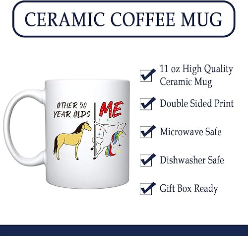 Miniatura 3 de Taza de café de cerámica con otros 50 años, divertidos regalos de cumpleaños para él, sus cincuenta y fabulosos (blanco, 50 años)