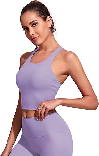 Miniatura 3 de Honlyps Criss Cross Workout Tops for Women Backless Strappy Sports Bra Longline Fitness Yoga Crop Tank Top with Bulit in Bra