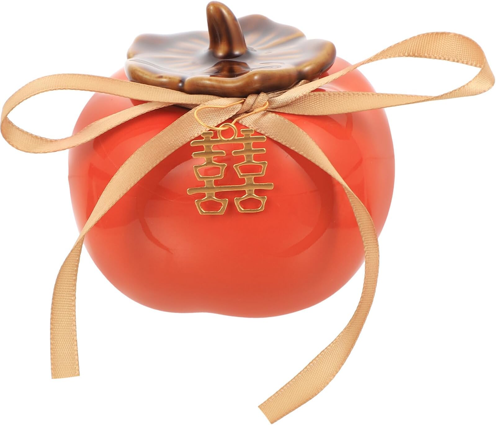 DOITOOL Persimmon Shaped Sealed Jar Food Storage Container Ceramic Candy Jar with Lid Household Tea Canister Wedding Favor Box for Party and Home Use