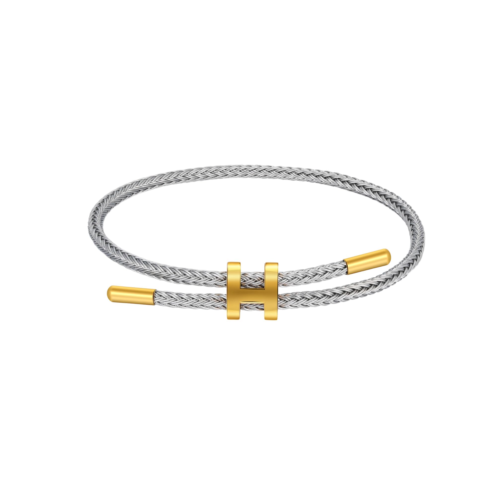 AIMADE Adjustable Charm Bracelet for Women, 18K Gold Plated Titanium Steel