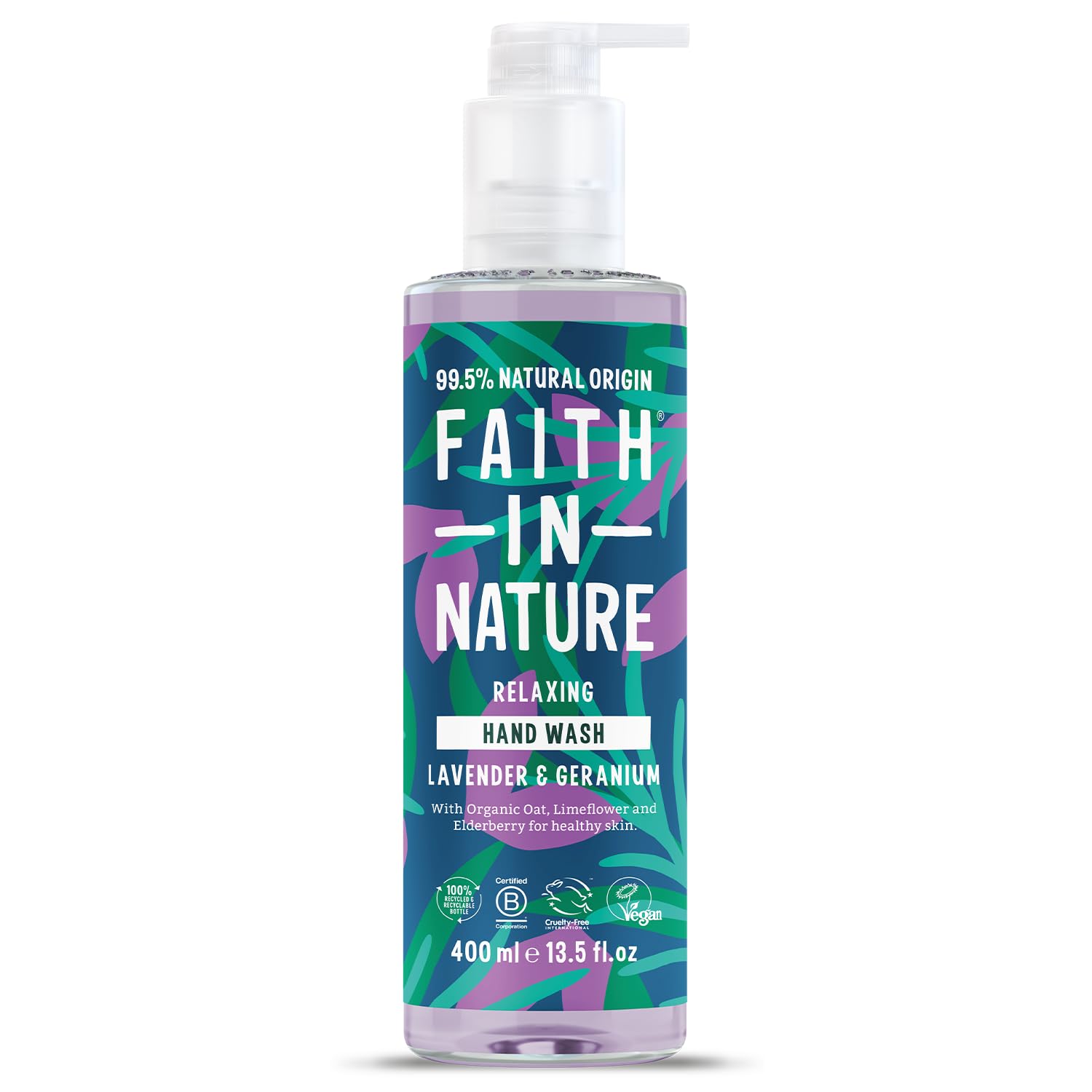 FAITH IN NATURE Natural Lavender and Geranium Liquid Hand Wash, Relaxing, Vegan and Cruelty Free, No SLS or Parabens, 400 ml