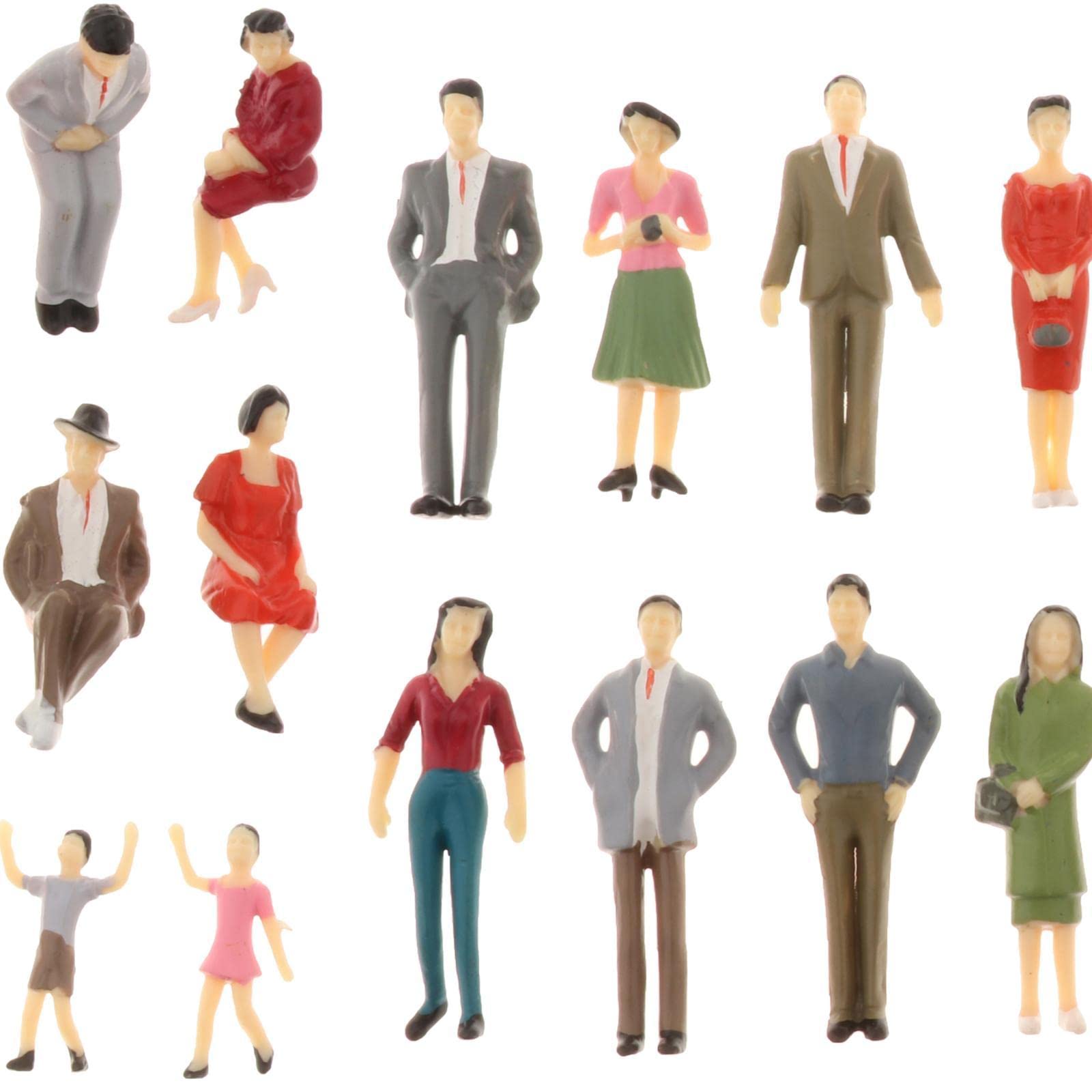 kowaku 14 Pieces 1:30 Model Train People Figures for Miniature Layouts