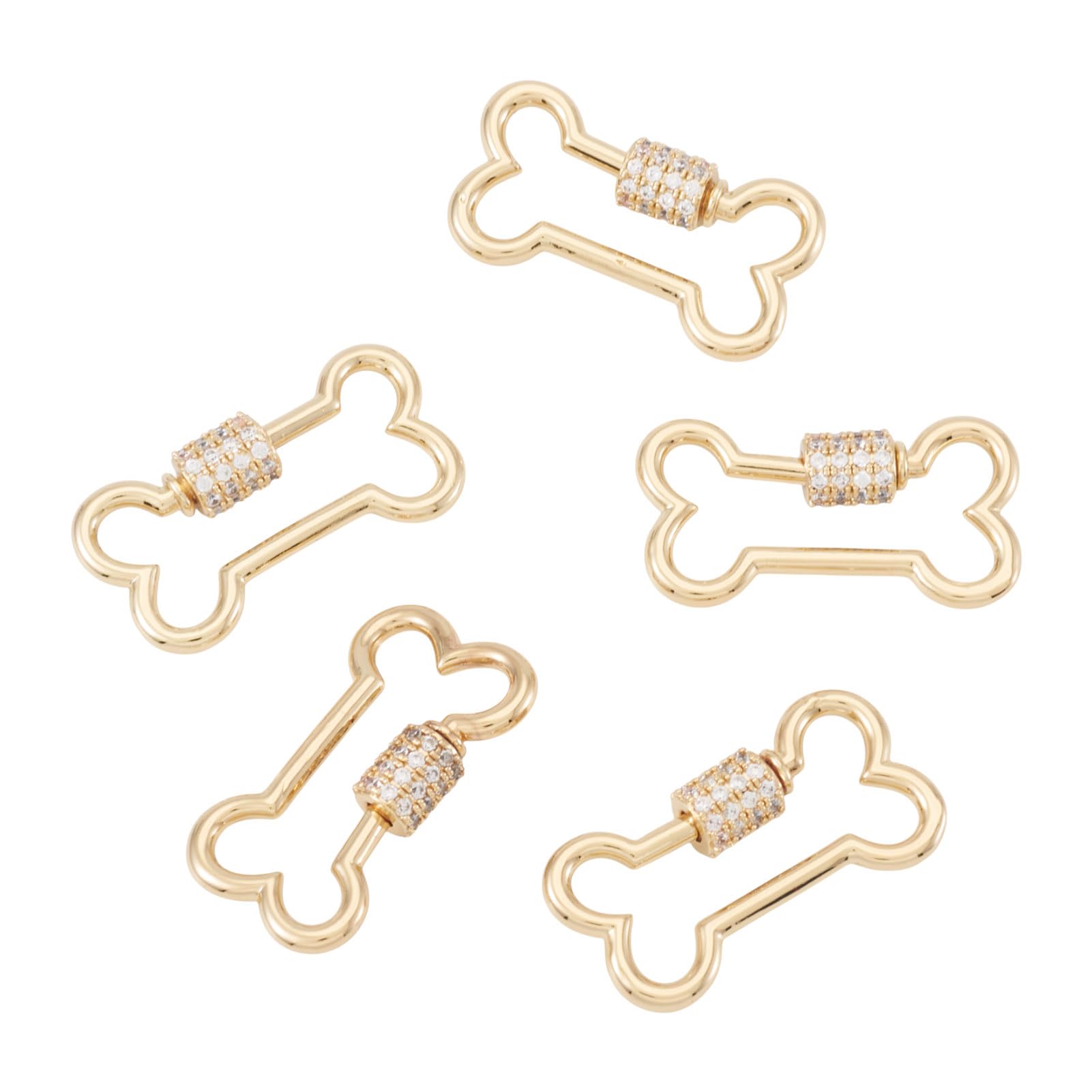 Mousquetons à vis plaqués or 18k et oxydes de zirconium pour bijoux luxe