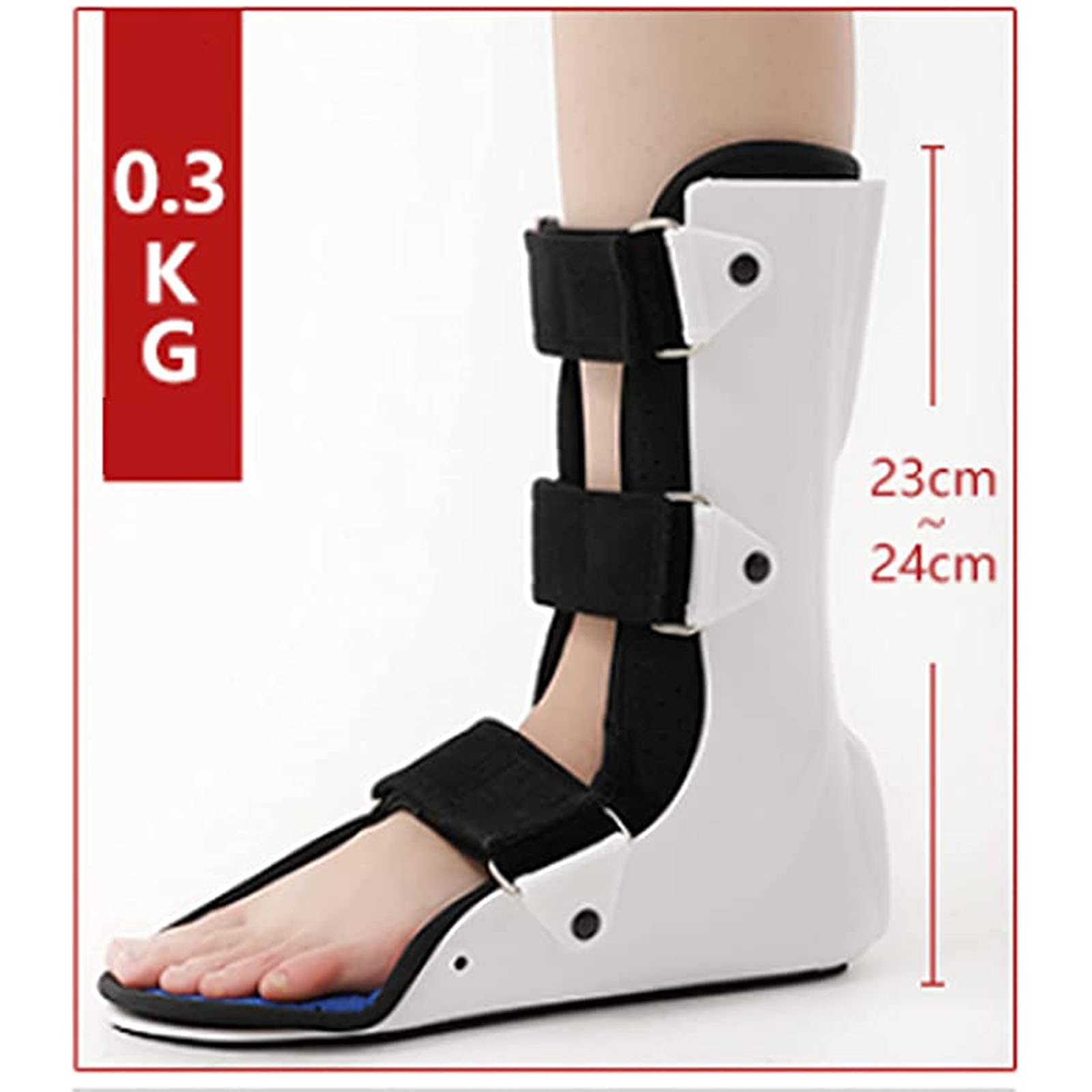 Orthèse de pied réglable antidérapante pour cheville - Pâte magique - Doublure respirante et amovible pour entorses, fractures de la cheville - Droite - L