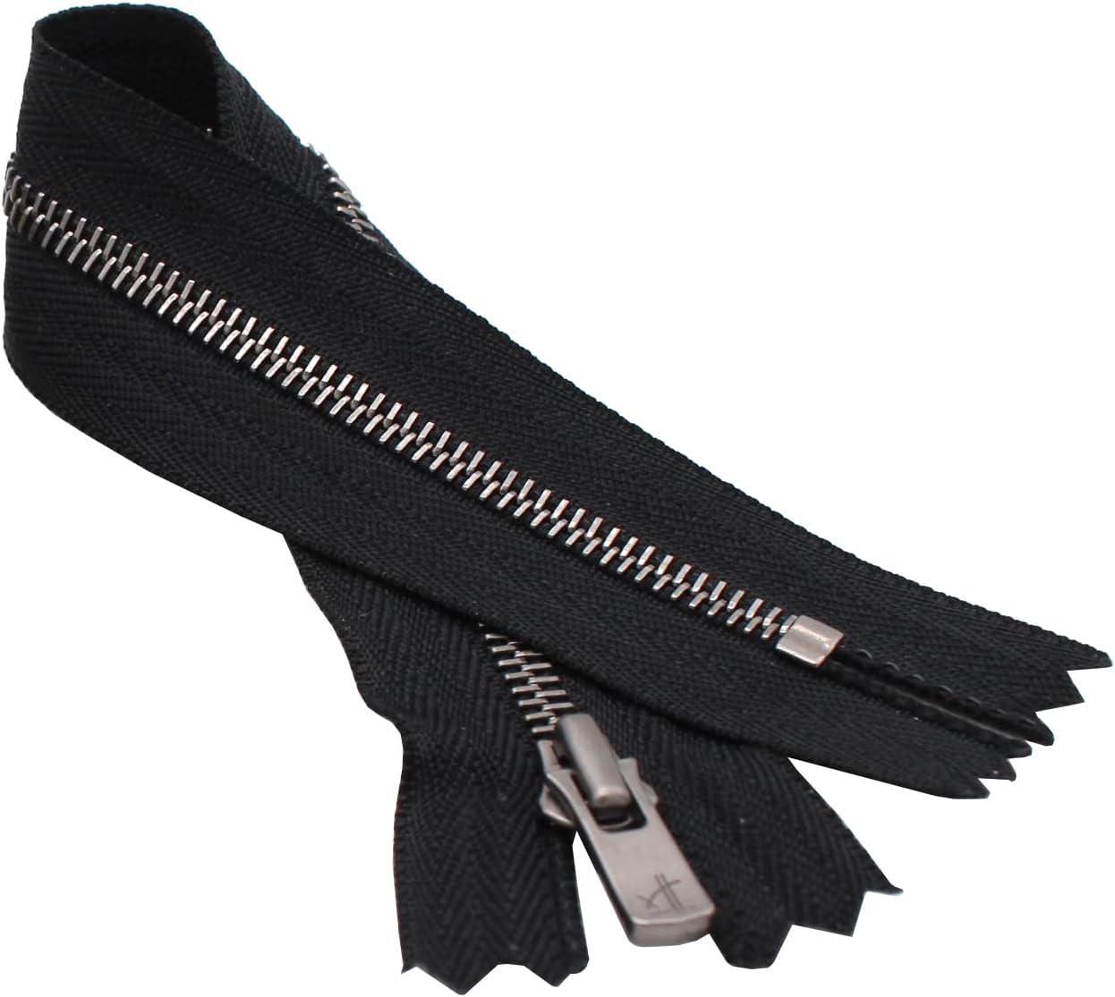 #2 Excella Antique Silver Zipper 9" - Closed Bottom - Black - YKK