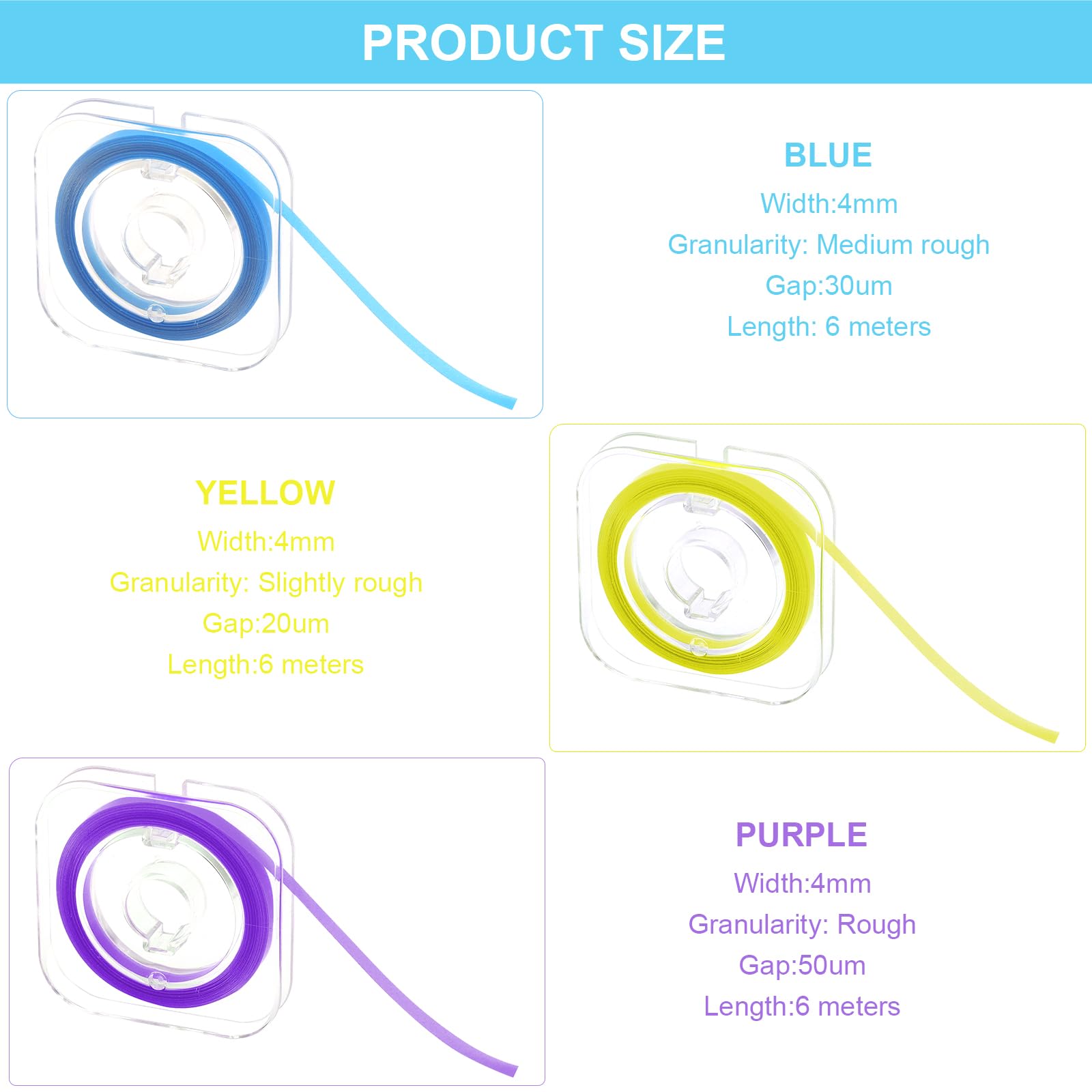 Papel de lija interdental 4 mm x 6 m, 3 volúmenes