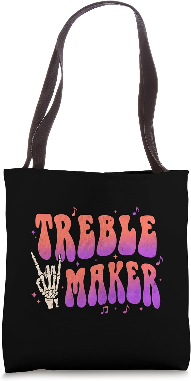Funny Treble Maker Skeleton Music Pun Rock Humor Tote Bag
