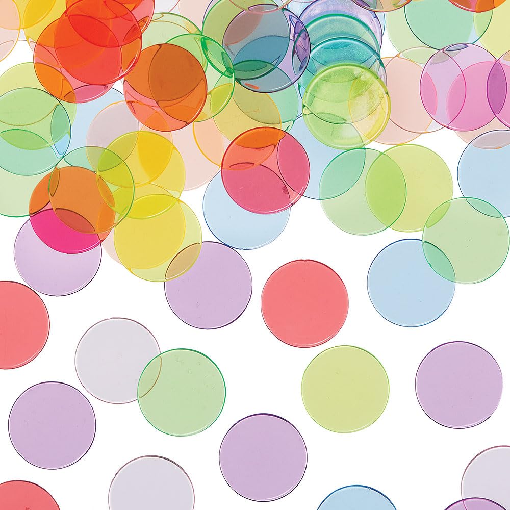 Baker Ross VC212 Coloured Counters Transparent - Pack of 100, Transparent Maths Counters