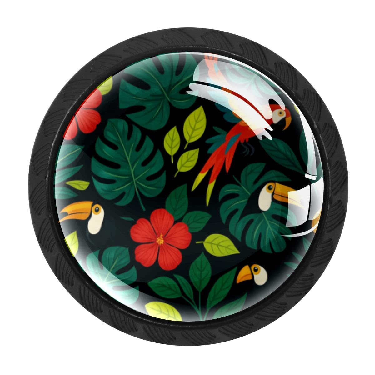 Heoeh Multi 6 4 Pcs Cabinet Knobs, Tropical Leaves Parrots Drawer Knobs Dresser Handles