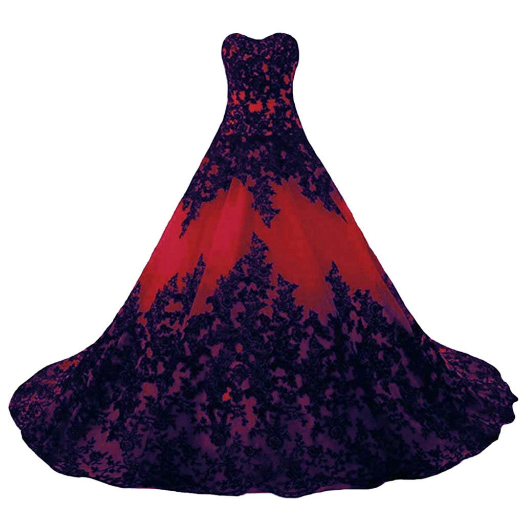 Vantexi Damen Elegante Lange Spitze Formellen Abendkleid Ballkleider Gotisch Brautkleider Hochzeitskleider