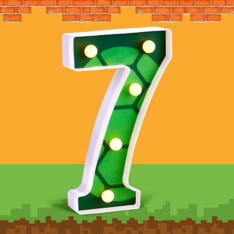 LED Number Lights Cartoon Themed Birthday Decorations LED Light Up Number Centerpieces Table Decorations for Party Supplies Backdrop Wall Decor for Birthday Party Decorations (Cartoon Turtle Theme, Number 7)