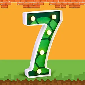 LED Number Lights Cartoon Themed Birthday Decorations LED Light Up Number Centerpieces Table Decorations for Party Supplies Backdrop Wall Decor for Birthday Party Decorations (Cartoon Turtle Theme, Number 7)