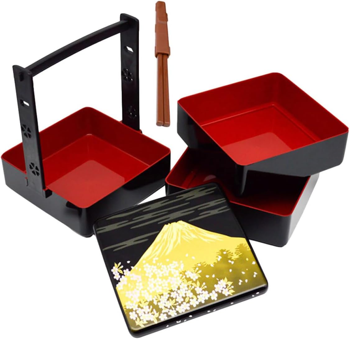 Portable Japanese Style Sushi Bento Box Food Container with Cover Abs Material for Picnic Work School Camping Balanced Nutrition Storage