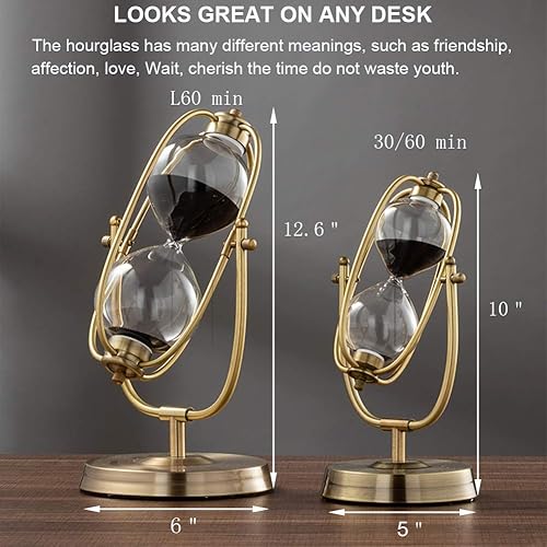 Miniatura 10 de SuLiao - Reloj de arena de latón metálico con temporizador de 5, 15, 30 y 60 minutos para decoración de oficina