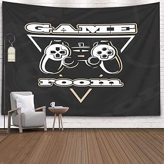 Gaming Wall Tapestry,Crannel Game Old Retro Vintage Monochrome Style Sign Banner Emblem Logo Video Games Tapestry 80x60 Inches Wall Art Tapestries Hanging Dorm Room Living Home Decorative,Brown Black - coolthings.us