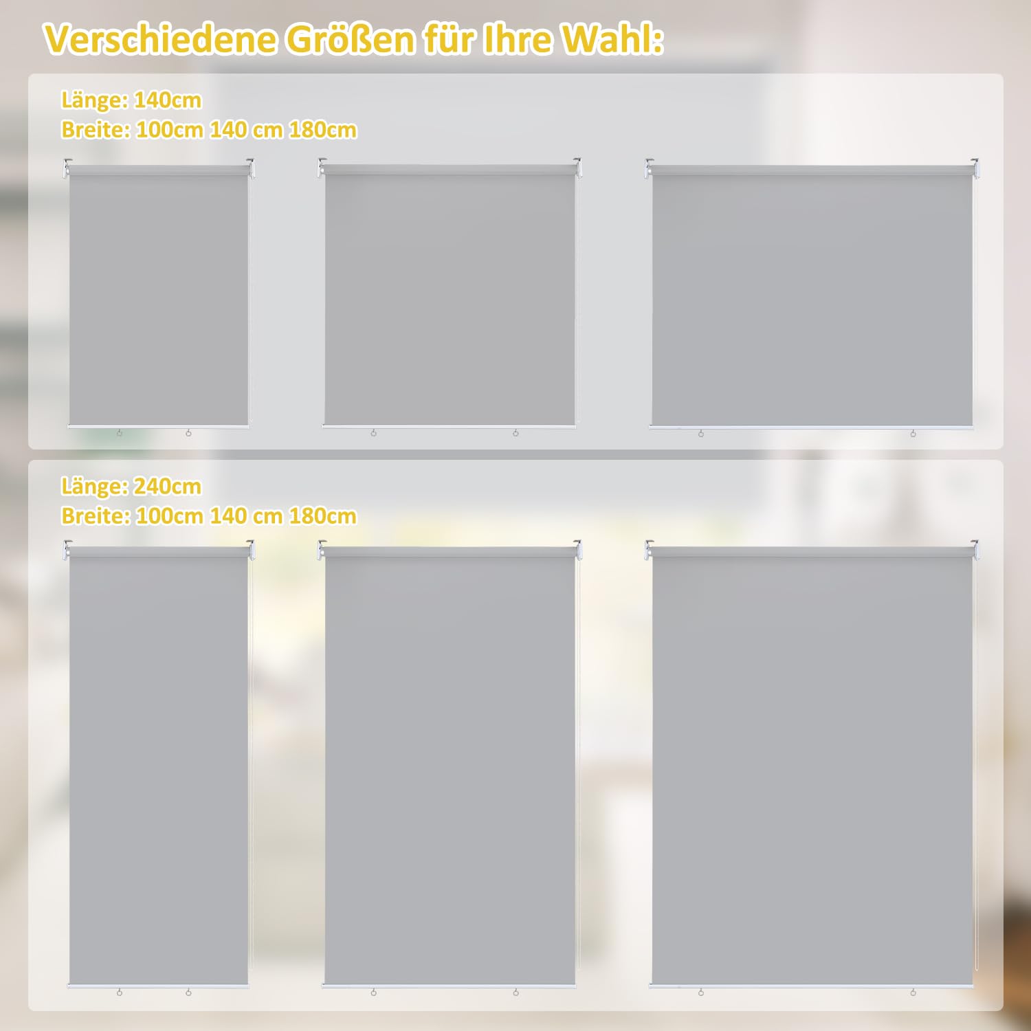 Tenda a rullo verticale, 140 x 240 cm, oscurante, tenda da balcone, tenda da sole verticale, ombreggiante e frangivista, per interni ed esterni, grigio