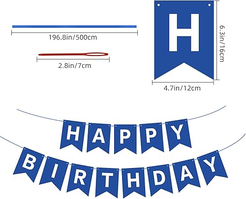 Miniatura 2 de Hooqict Cartel azul de feliz cumpleaños para telón de fondo, decoraciones de cumpleaños azules para hombres, bebés, niños, 1, 2 y tercera fiesta,