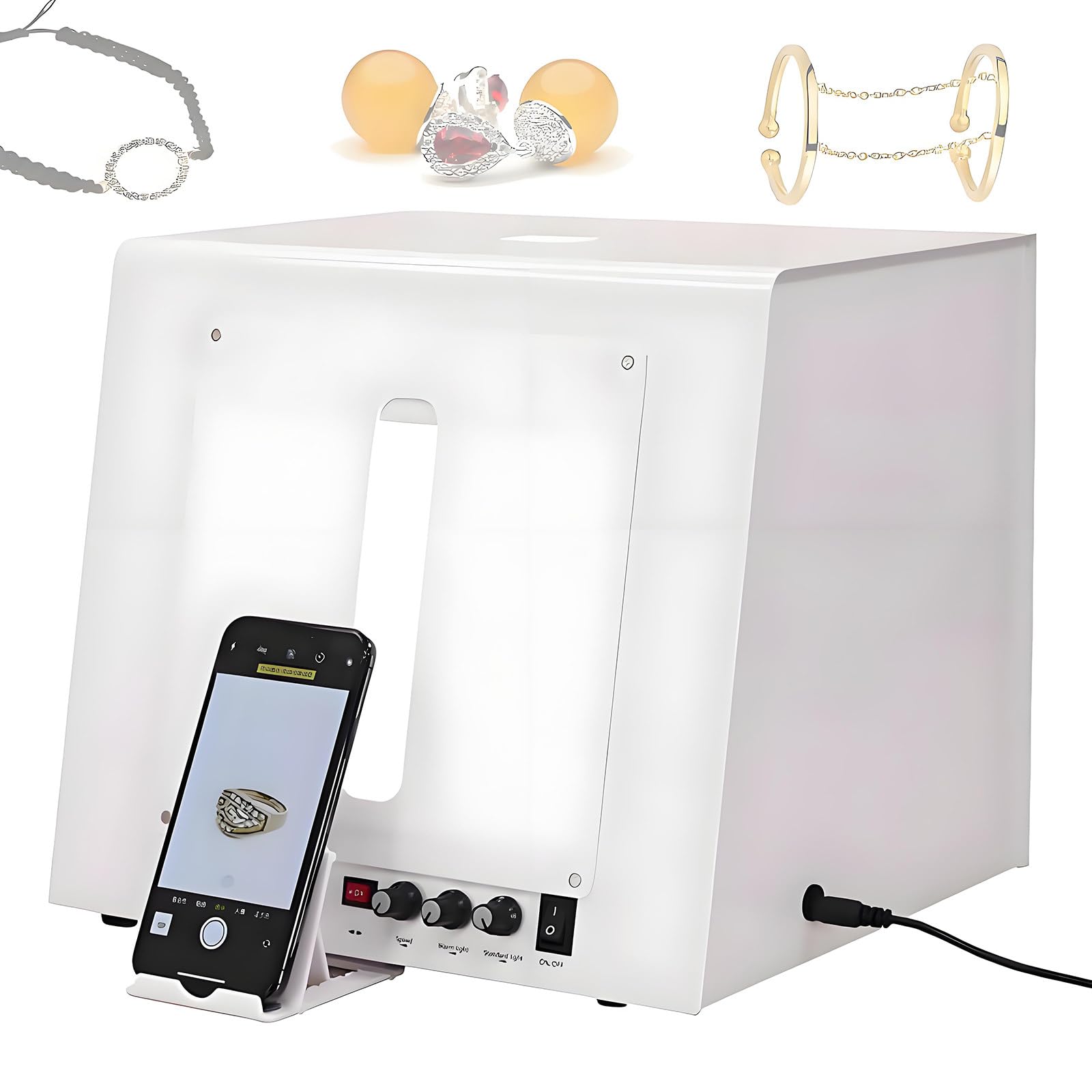 Profesjonalne 360° Obrotowe Studia Fotograficzne Light Box ze Statywem Wiszącym i Ściemnianymi Światłami LED | CRI>92% Zestaw Mini Namiotu Fotograficznego Softbox do Biżuterii TB200
