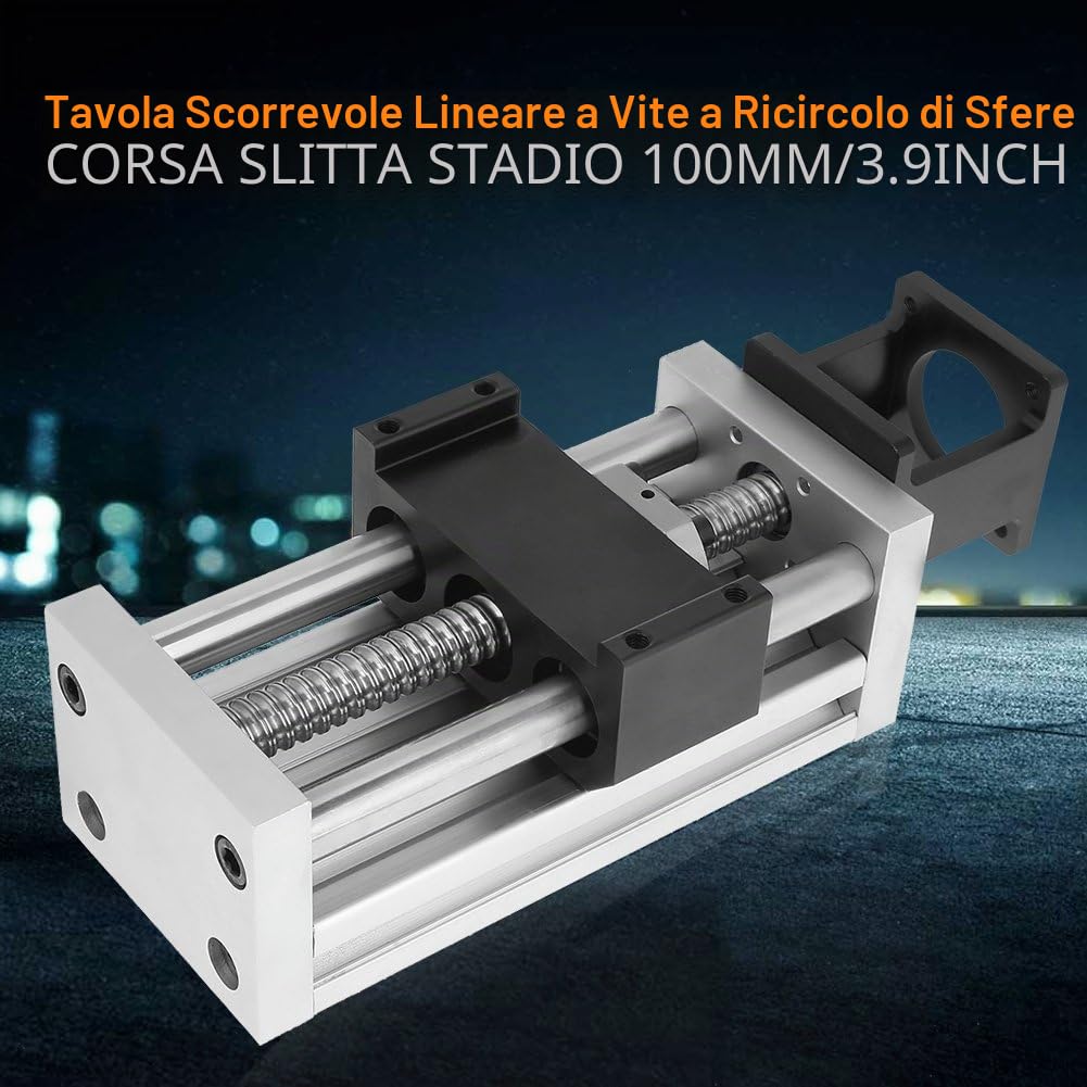 Slitta vite ricircolo sfere 100 mm,CNC Guida Scorrevole lineare,Vite ricircolo sfere manuale Attuatore palcoscenico,Tabella guide lineari Torni CNC Fresatrici Guida scorrevole,con 57 Step motore
