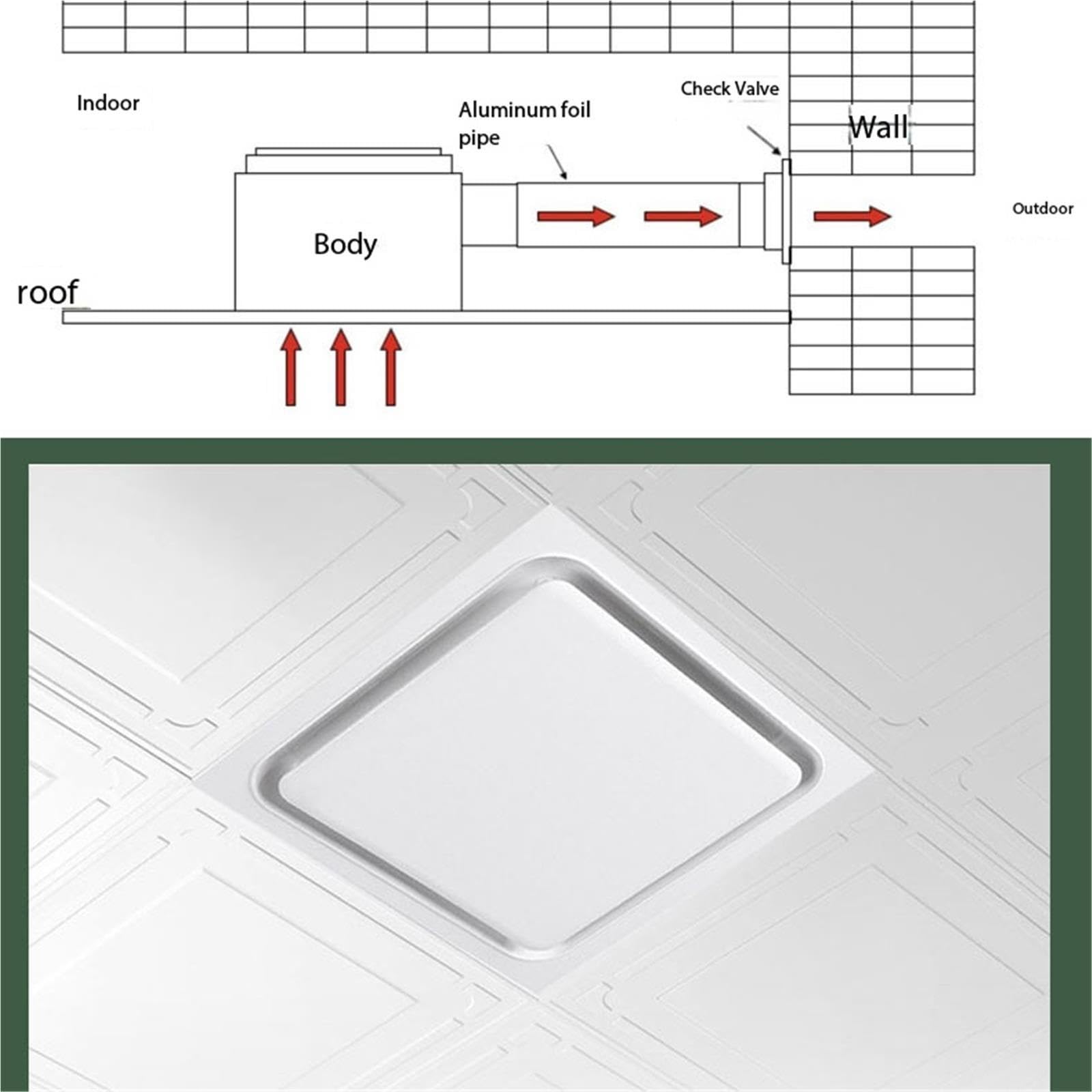 Ventilador extractor de aire empotrado ajustable 3 velocidades Garaje