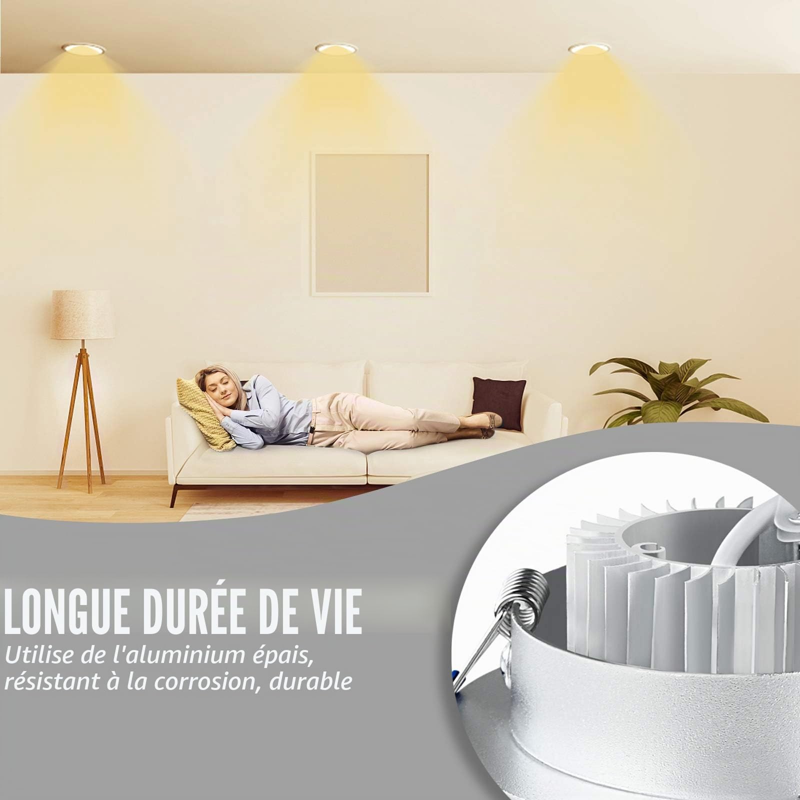 Aufun Lot de 20 Spots LED encastrables orientables 3W éclairage encastré intérieur Projecteur Rond Plafond 110V-230V Angle de rayonnement de 120 °- Blanc chaud