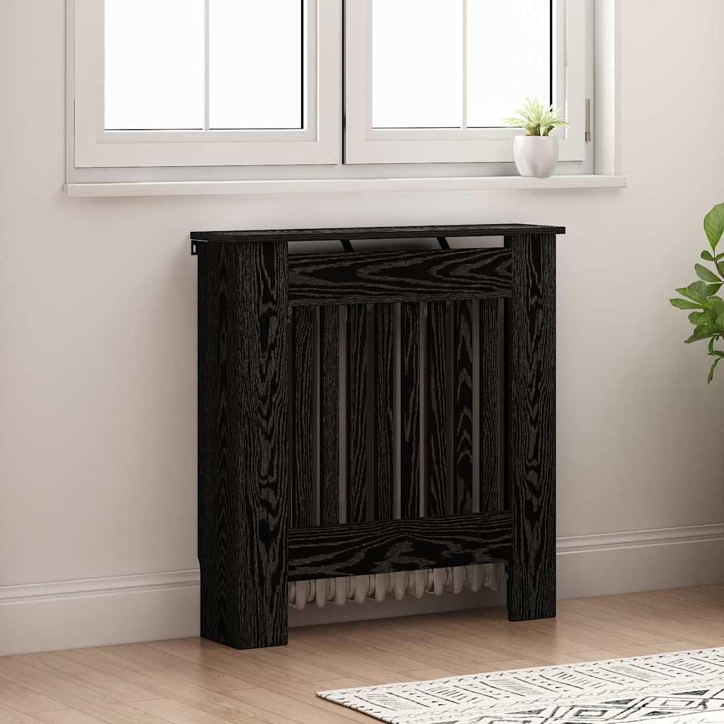 Cache-Radiateur Chêne Noir 78 x 19 x 81,5 cm Bois d'ingénierie Accessoires pour radiateurs Noir,884102