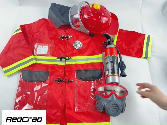 Disfraz completo de bombero para niños de 3 a 8 años miniatura 7