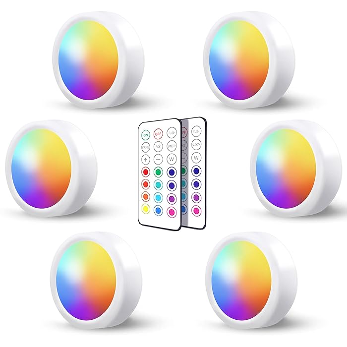 Buy RGB Led Puck Lights with Remote Control, Stick On Under Cupboard