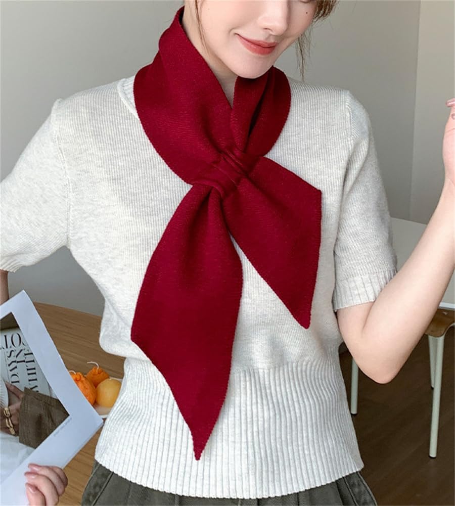 Short Winter Scarf for Women Soft Knitted Cross Scarf Lightweight Neck Warmer Cozy Scarves for Casual Outdoor Wear - Image 3