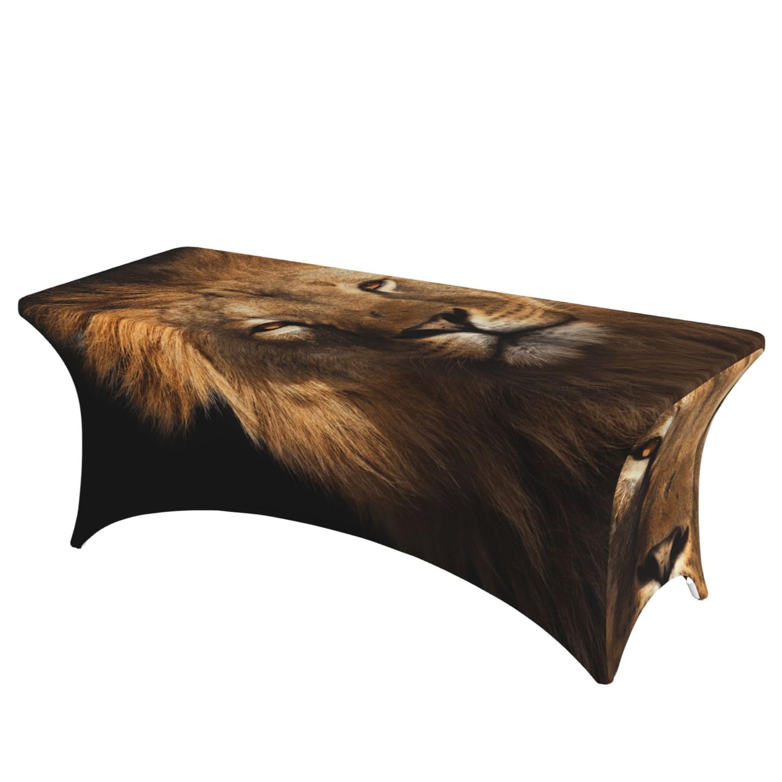 DCEHGEW 6FT Spandex Rectangular Table Cloth, African animal lion Printed Fitted Elastic Tablecloths Washable Table Cover for Event, Wedding, Banquet & Party