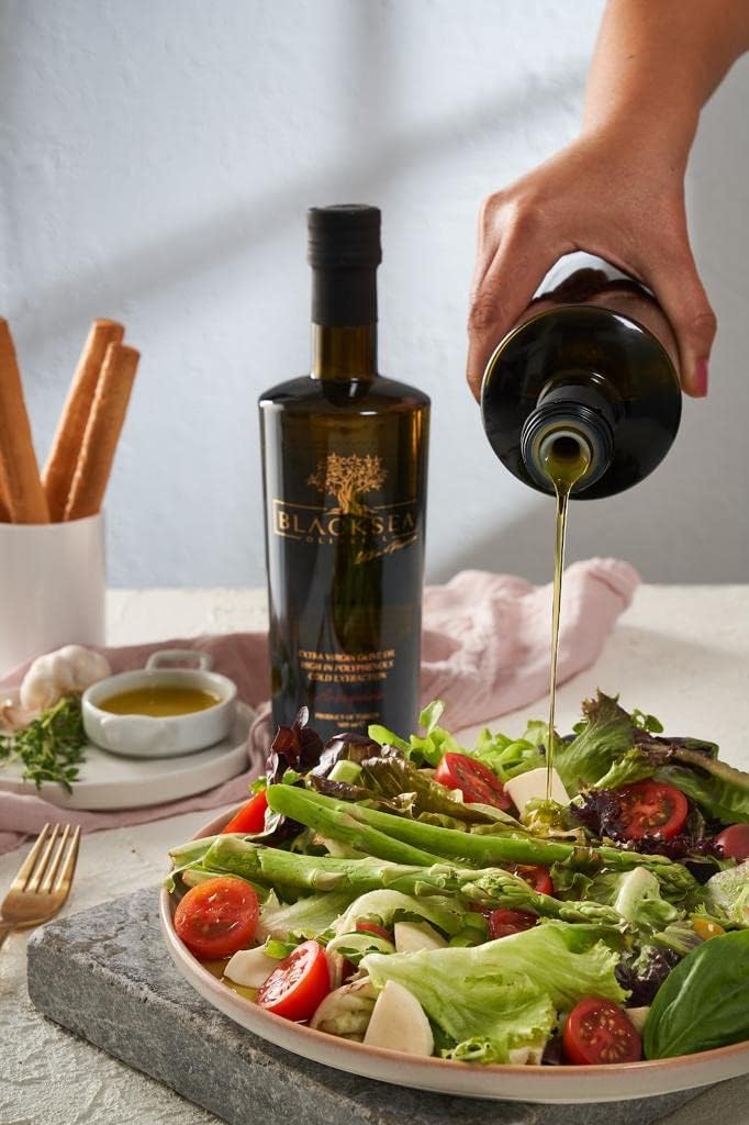 BLACKSEA Premium Olivenöl Extra Nativ Gefiltert 500 ml – 100 % Arbequina – Kaltgepresst – Polyphenolreich – Säure <0,2 % – Mild & Fruchtig – Erste Ernte – Für Feinschmecker & Gourmetküche