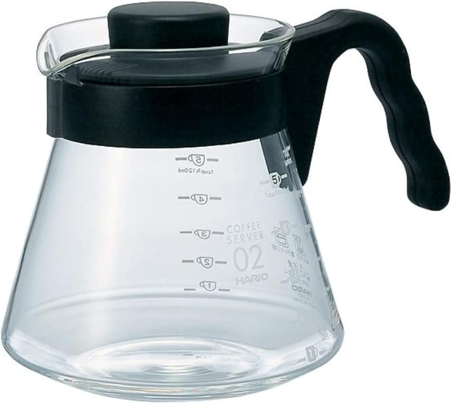 HARIO 700ml Open Handle Coffee Server - Heatproof Glass Carafe for V60 Pour Over Drippers